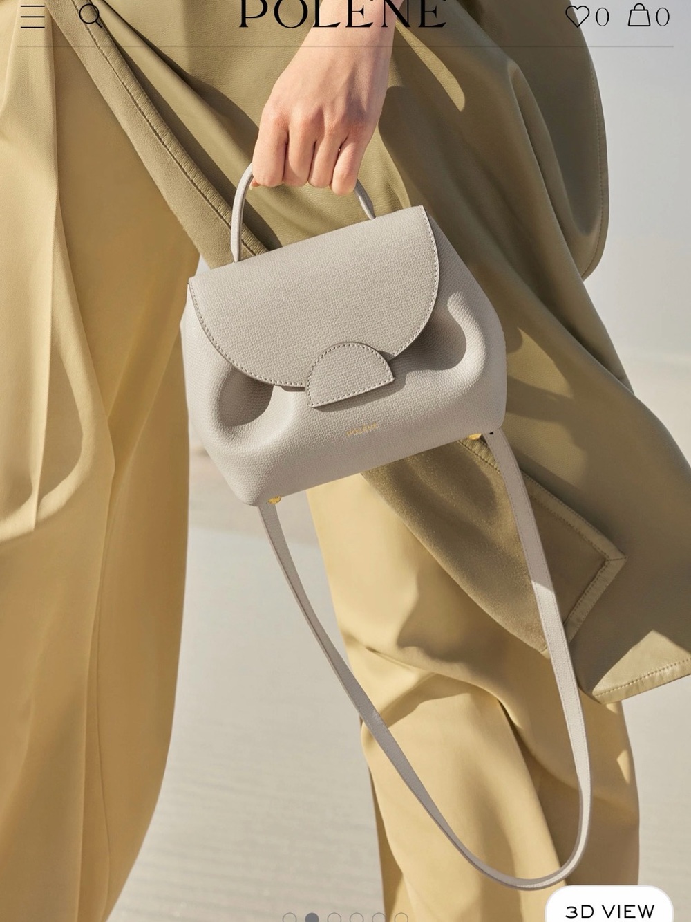 Polene Small Top-Handle Crossbody Bag in Chalk